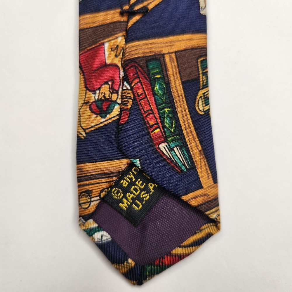 Men's 100% Silk Neck Tie Multi Color Golf Collection Sports Alynn Neckwear - Picture 5 of 8